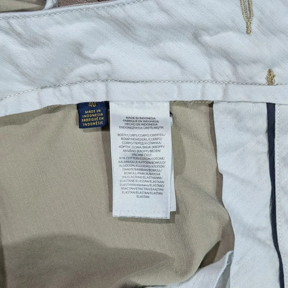 Polo Ralph Lauren Mens Shorts Sz 40 Beige Khaki Chino Stretch Classic Fit Casual